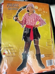 Girls Pirate Costume WITH Headband & Sash, Size L (12-14), BRAND NEW - Picture 1 of 2