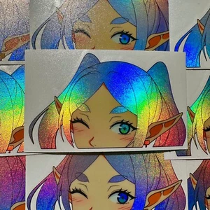 FRIEREN HOLO ANIME GIRL PEEKER CAR DECAL - Picture 1 of 1