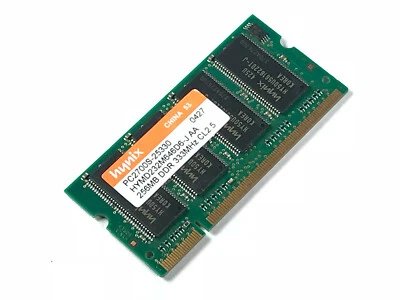 Memoria Ram SoDimm So-Dimm 256Mb 256 M Mb HYNIX HYMD232M646D6 PC2700S DDR 333MHZ - Immagine 1 di 2