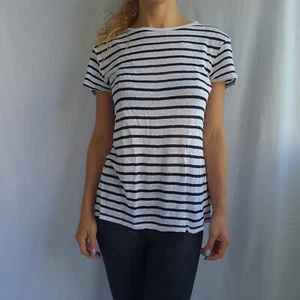 T-shirt donna Gestuz 100% lino taglia XS vestibilità ampia top blusa nautica ... - Foto 1 di 19