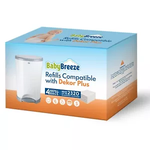 Diaper Pail Refills Compatible with Dekor Plus Pails Holds 2320 Diapers (4 Pack) - Picture 1 of 8