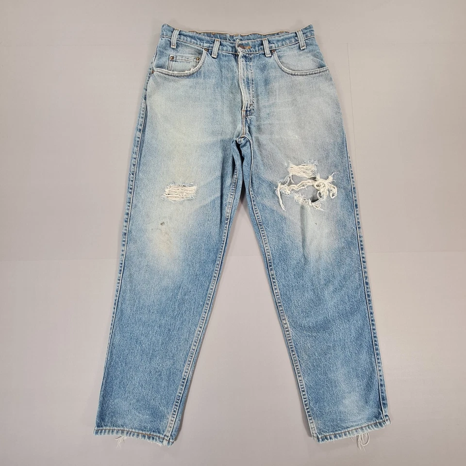 Vintage Levis 545 Mens Baggy Jeans Blue W34 L31 Loose Fit 90s Ripped USA Made - Image 1 of 4