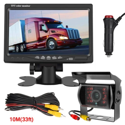 7" Monitor Rear View Backup Camera Night Vision System for RV Truck Bus VAN US - Image 1 of 4