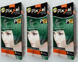3x Lolane Pixxel Hair Permanent Dye Color Cream Green Color Shade P33 Deep green - Picture 1 of 3