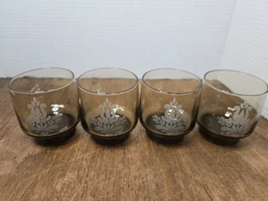 4er SET VINTAGE PFALTZGRAFF VILLAGE RAUCHIG GEÄTZT BECHER GLÄSER - Bild 1 von 8