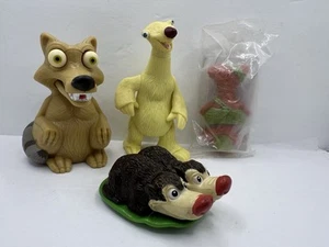 4 Ice Age Figure Toys - Scrat, Buck, Crash & Eddie, No-sound on Sid the Sloth - Picture 1 of 1