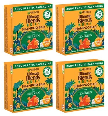 4-pack Garnier Ultimate Blends Kids 2-In-1 Shampoo Bar Apricot & Cotton Flower