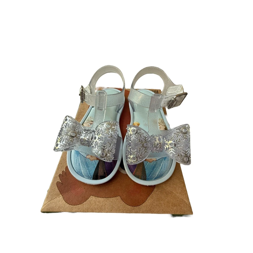 Sandalia Mini Melissa para mujer azul/claro brillo plateado MAR + FROZEN talla 7 Foto 1 de 4