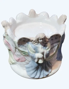 Vintage Keramik 4 Engel Stumpen Kerzenhalter Deko Skulptur Pastell Porzellan - Bild 1 von 7