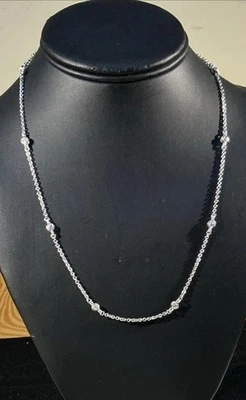 Judith Ripka Sterling Silver Chain 925 CZ Station Necklace Heart Clasp 20” - Image 1 of 4