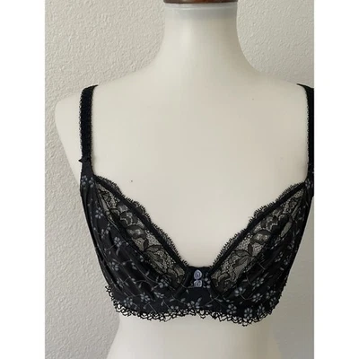 Sujetador Lencería Freya Mujer Talla 34D Crochet Encaje Floral Íntimo Negro Foto 1 de 4