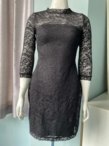 ZARA TRAFALUC Black Lace Ladies’ Fitted Short Dress Fully Lined Size S - Picture 1 of 24