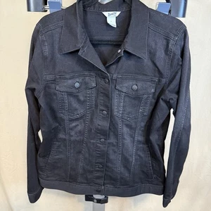 Duluth Trading Co Black Denim Jacket Women’s Large daily outdoor casual classic - Picture 1 of 4