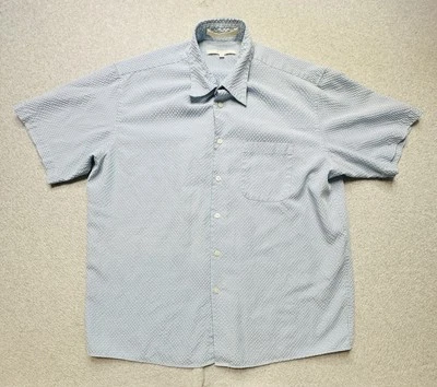Perry Ellis Shirt Adult Large Blue White Gingham Seersucker Preppy Casual Mens - Image 1 of 4