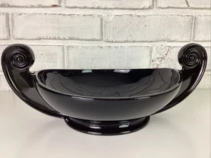Vintage Fostoria Ebony Glass Two Handle Bowl Art Deco #2395 1920-30s Ebony Black - Picture 1 of 9