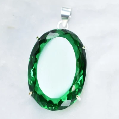 Colgante Topacio Verde Piedras Preciosas NATURALES 120 Ct Ovaladas CERTIFICADAS Plata de Ley 925 Foto 1 de 4