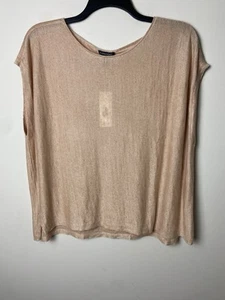 $158 Eileen Fisher Dune Bio Delave Boxy Top L/XL - Foto 1 di 3