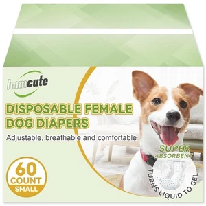 Dog Diapers Female Small, 60 Count, Breathable & Adjustable Disposable Puppy ... - Picture 1 of 8