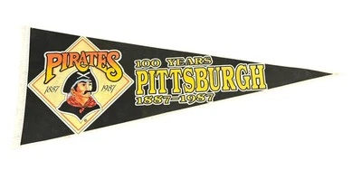 Vintage Pittsburgh Pirates Pennant 1887 - 1987 Banner Flag Felt Buccos - Image 1 of 4