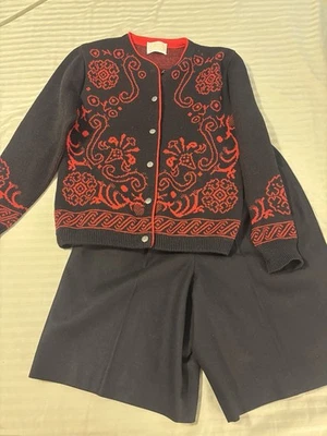 Cárdigan vintage Pendleton S 100 % lana para mujer + conjunto de pantalones cortos a juego talla 12** Foto 1 de 4