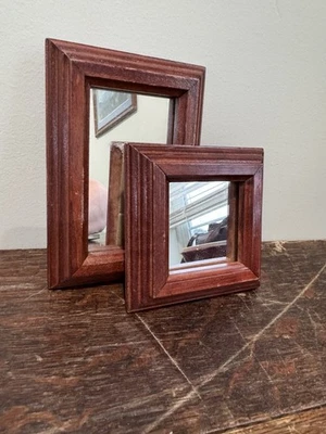 Par de espejos interiores con marco de madera para el hogar Cottagecore Country Charm Foto 1 de 3