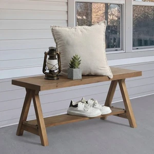 RowyPoey Solid Wood Bench 43" Farmhouse Entryway Bench for Living Dining Room... - Picture 1 of 6