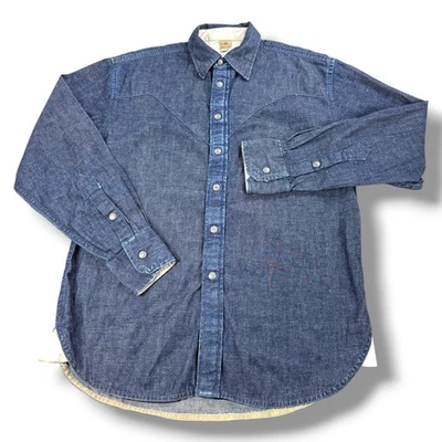 AG Adriano Goldschmied Denim Western Shirt Men's Medium M Blue Button Up - Image 1 of 4