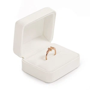 White Round Corner Ring Box PU Leather Engagement Proposal Ring Box Jewelry R... - Picture 1 of 7