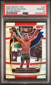 2022 PANINI SELECT UFC 44 DRICUS DU PLESSIS SILVER PRIZM, PSA 10 - Picture 1 of 2