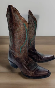 Women’s JB Dillon Goat skin leather Turquoise Stitch western boots 7 B - Picture 1 of 18