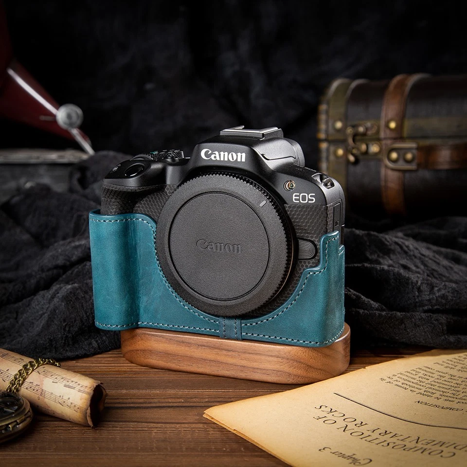 Funda para Canon Eos R50 Hecha a Mano Cuero Genuino Real Media Cámara Estuche Bolsa Cubierta Foto 1 de 1
