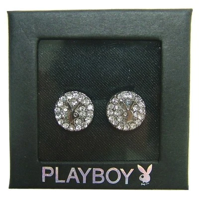 Brincos Playboy Coelho Stud Logotipo Redondo CZ Gem y2k Play Boy Box NOVO COM ETIQUETAS NOVO NA CAIXA RARO - Imagem 1 de 4