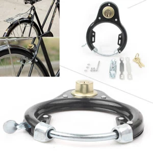 Bike Vintage Lock Pad Lock Wheel Lock Set Iron Black w/2 Keys Bicycle Cycling yh - Picture 1 of 10