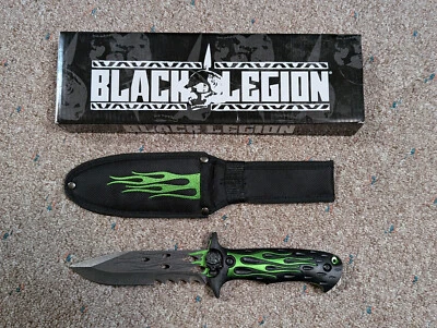 Black Legion Knife BV295 Fighting Knife Skull Crossguard Sheaths with Box - Image 1 of 4
