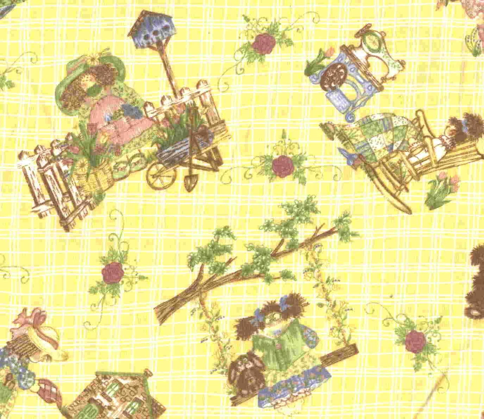 Tela Northcott a cuadros amarilla vintage para niños Gentler Time Foto 1 de 1