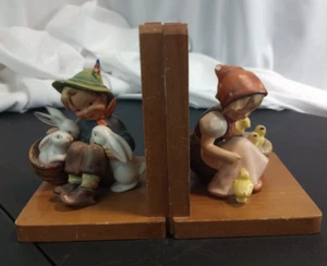 Hummel Goebel Bookend Pair • 61B Chick Girl/61A Playmates *Repaired / damaged* - Picture 1 of 13
