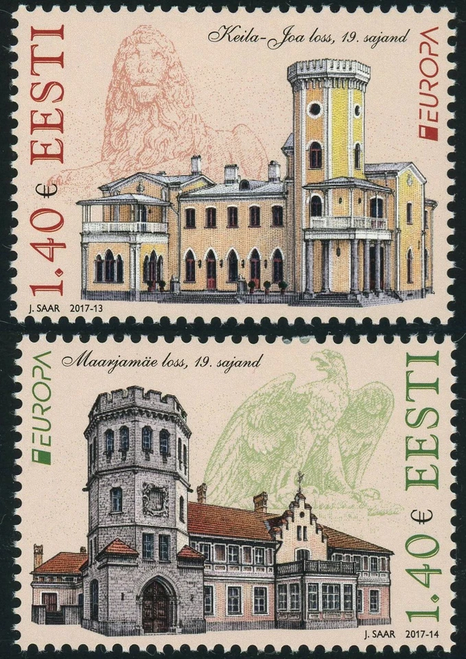Estonia #840-841 Europa Palaces and Castles 2017 Postage Stamps Eesti Mint LH - Изображение 1 из 1