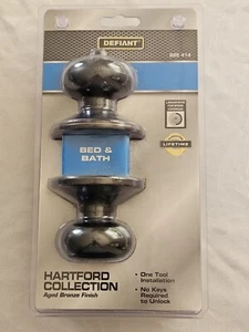 Defiant Hartford Collection Aged Bronze Finish Bed & Bath Locking Door Knob  - Picture 1 of 4