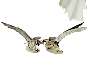 Vintage Large White Metal Fighting Pheasants 40cm - Picture 1 of 9