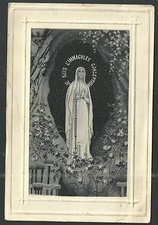 Holy card tela de Seda antique de la Virgen de Lourdes santino image pieuse 