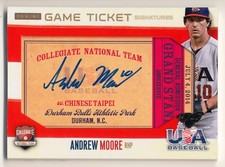 2014 Panini USA Baseball ANDREW MOORE Game Ticket Durham Auto RC Rare Rays #/30