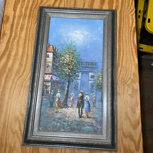 Caroline Burnett Oil Painting Paris Arc de Triomphe Signed Framed ~ 30x17 " - Picture 1 of 16