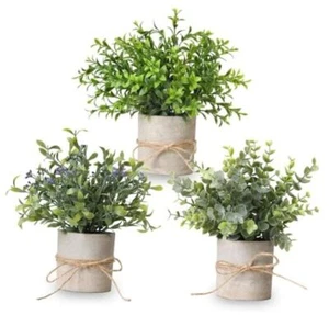 3 Pack Small Fake Plants for Room Decor, Fake Eucalyptus Rosemary Color A - Picture 1 of 7