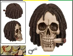 Rasta Man Totenkopf Spardosen Musik Jamaika Reggae Karibik Skull Rauchen - Bild 1 von 5