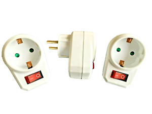 3 schaltbare Steckdosen mit Schalter Zwischenstecker Stecker Schuko Adapter