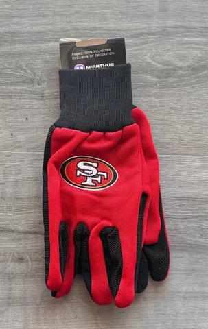NFL San Francisco 49ers Adult Utility Work Garden Gloves Embroidered Logo WH Cover