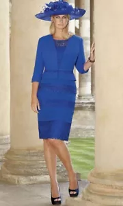 SALE -Condici 70827 Dress & Jacket,Mother Of The Bride Groom, Caribbean Blue UK8 - Picture 1 of 8