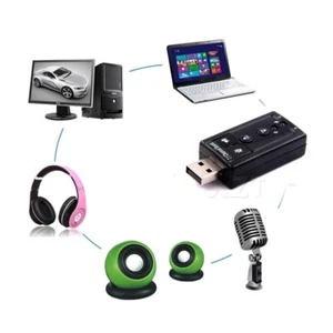 USB 2.0 External 7.1 Channel 3D Virtual Audio Sound Card Mic Adapter Laptop PC - Picture 1 of 6