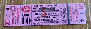 FULL TICKET! 4/10/82 REDS/GIANTS-CHILI DAVIS CAREER HR #1 - Picture 1 of 1