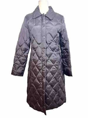 Abrigo acolchado Larry Levine para mujer negro manga larga cremallera completa acolchado talla S Foto 1 de 4